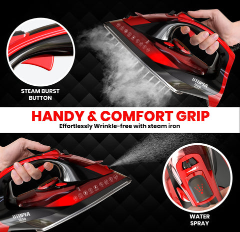 Utopia Home steam iron with 360-degree swivel cord for effortless maneuverability