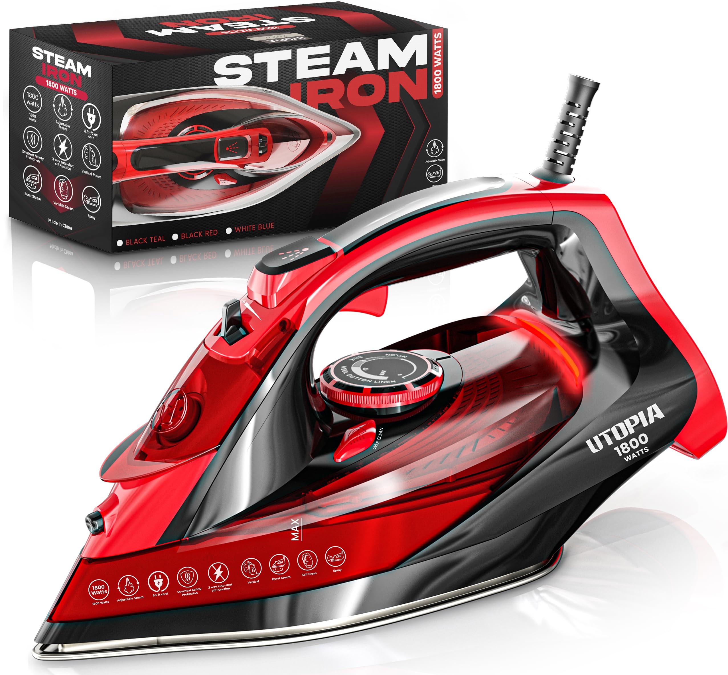 Utopia Home steam iron with non-stick soleplate for smooth pressing