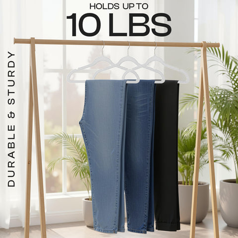 Utopia Home Velvet Hangers displaying 360 degree swivel hook for easy access