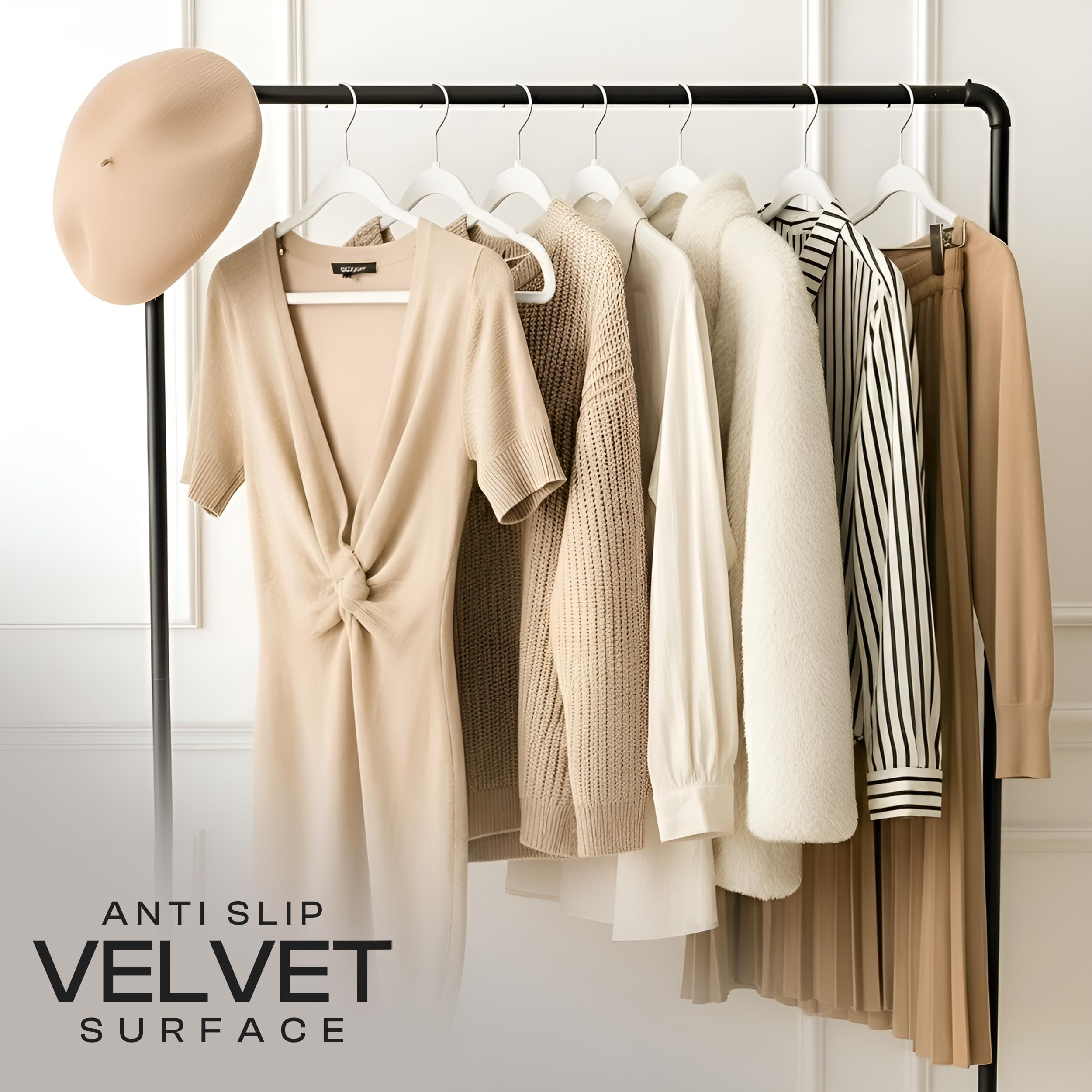 Utopia Home Velvet Hangers with pant bar ready for trousers and skirts