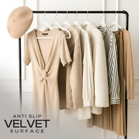 Utopia Home Velvet Hangers with pant bar ready for trousers and skirts