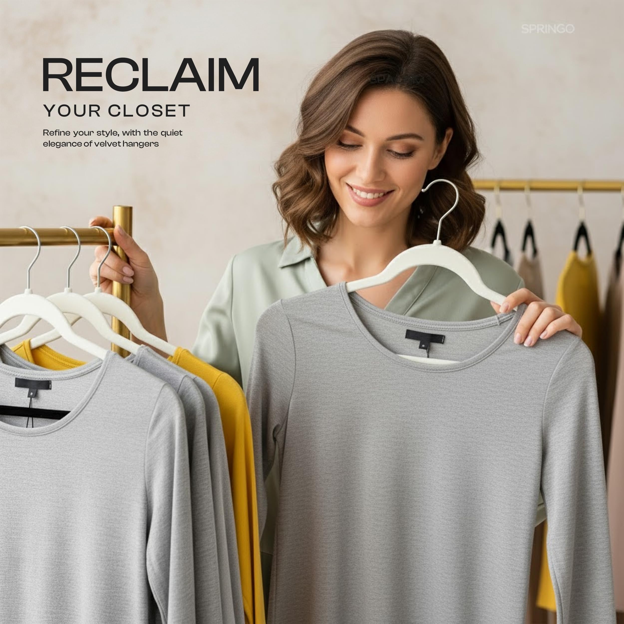 Utopia Home Velvet Hangers side view showcasing slim design for efficient closet layout