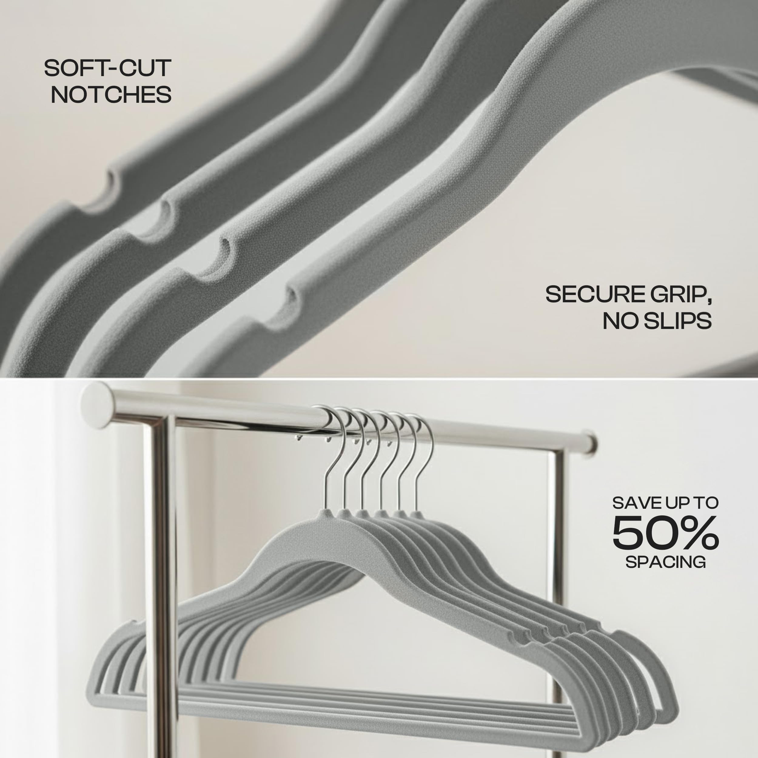 Utopia Home velvet hangers ideal for daily wardrobe rotation.