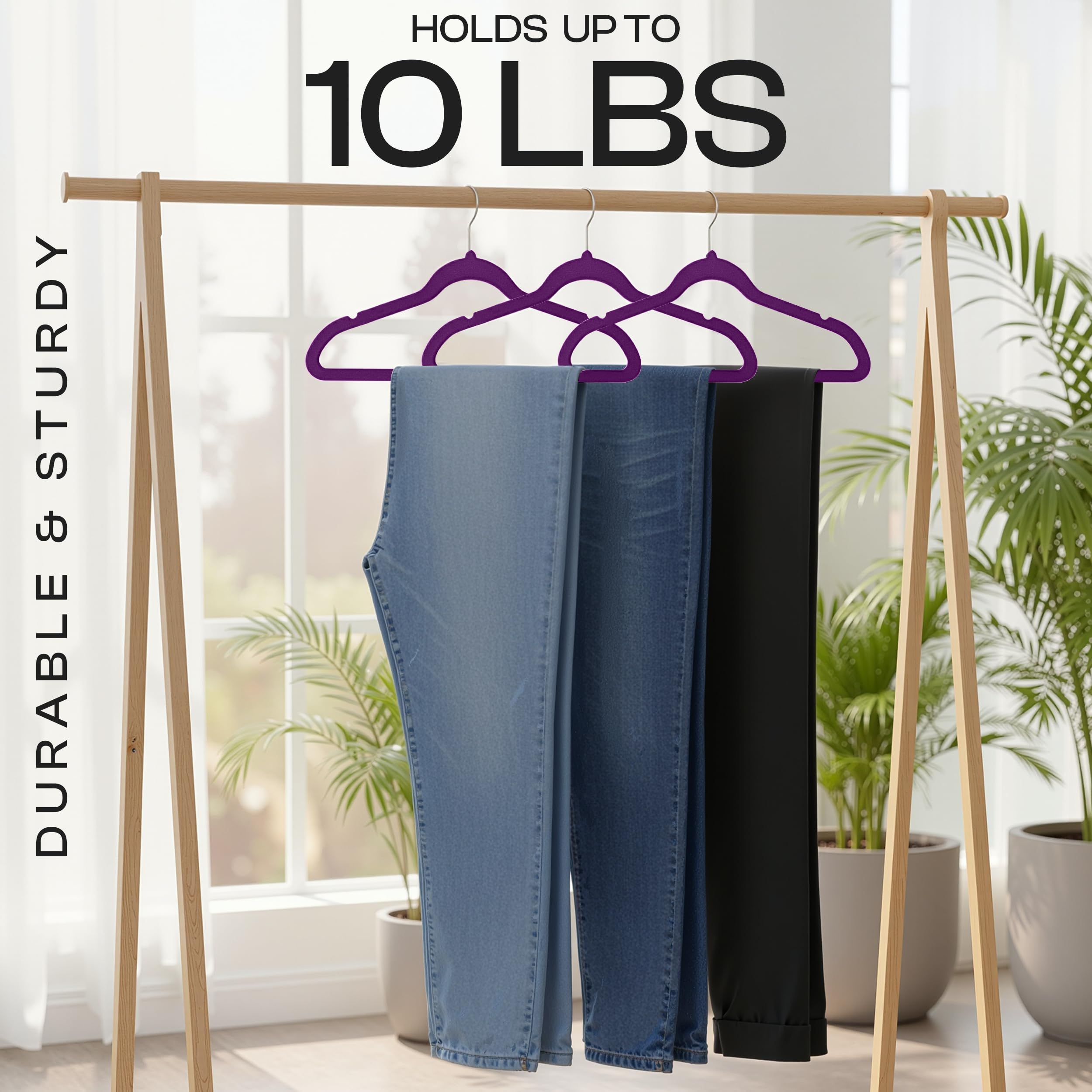 Utopia Home velvet hangers secure shoulder notches for straps.
