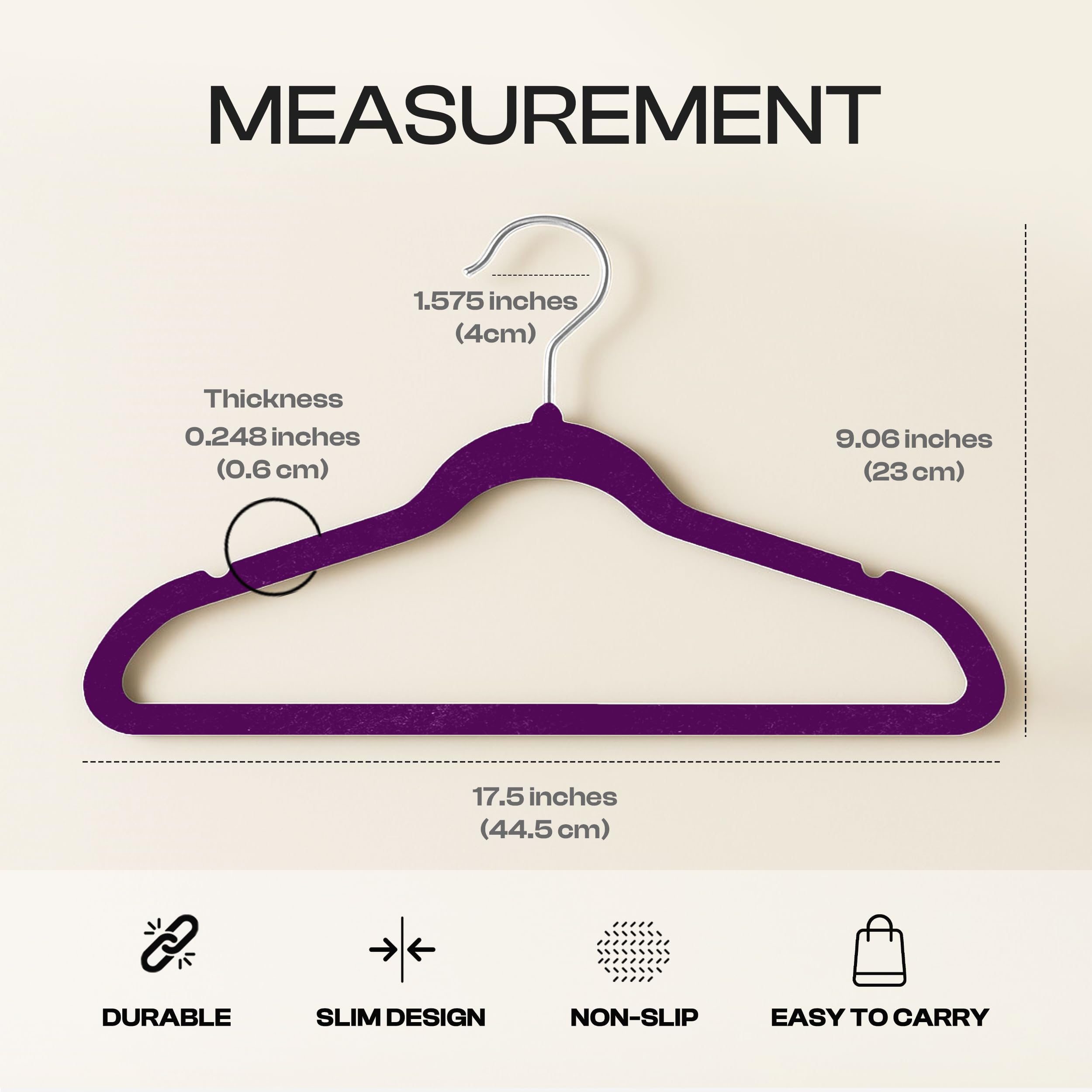 Utopia Home velvet hangers slim profile saves space for more garments.