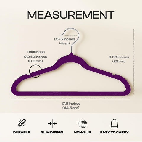 Utopia Home velvet hangers slim profile saves space for more garments.