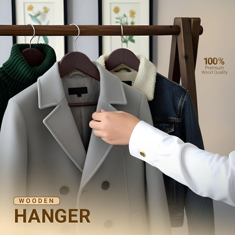 Utopia Home shoulder-groove hangers support jackets to preserve form.