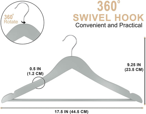 Utopia Home wooden hangers 360-degree hook allow easy access to outfits without removing hangers.