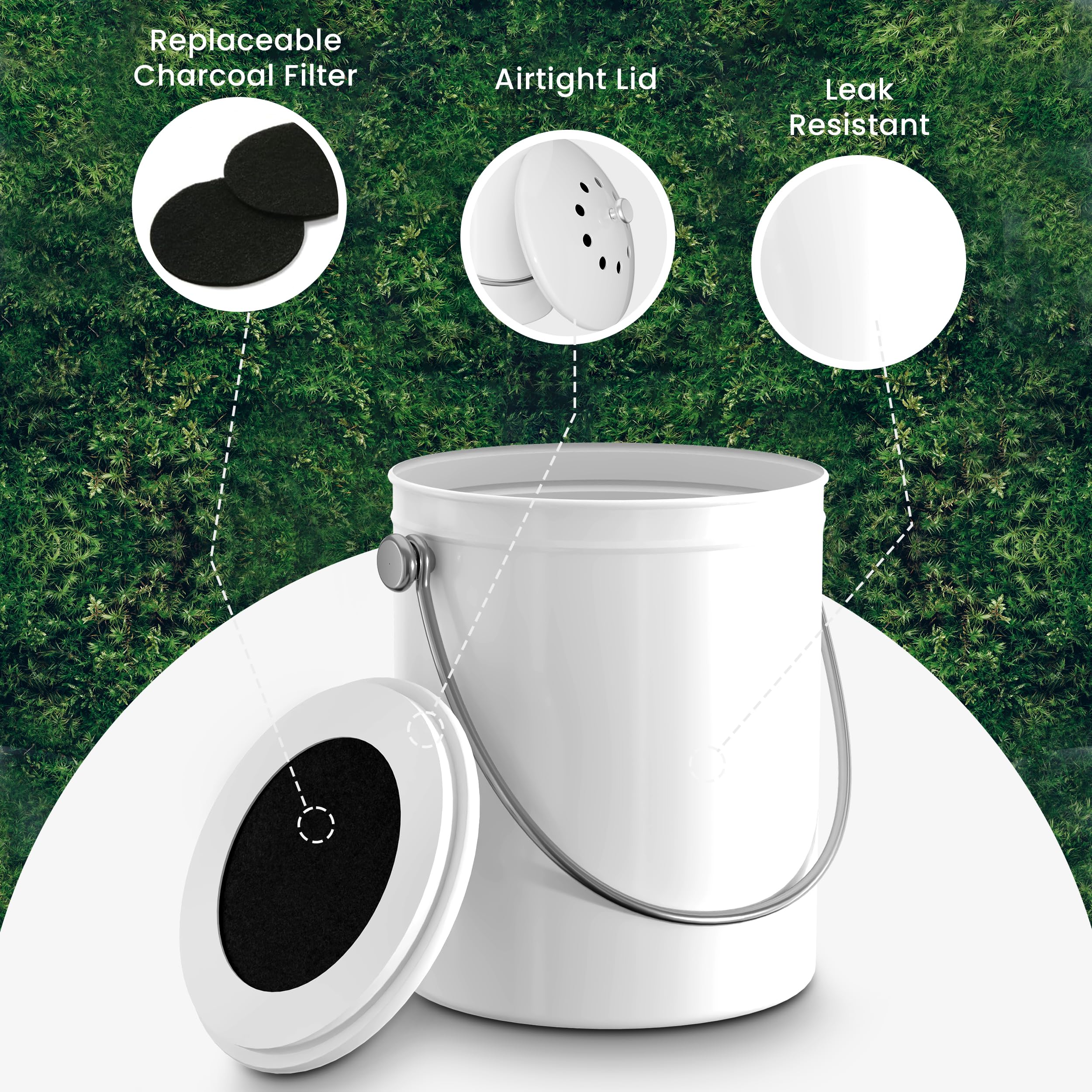 Utopia Kitchen bin on countertop blends with decor and is accessible