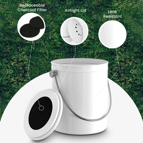 Utopia Kitchen bin on countertop blends with decor and is accessible