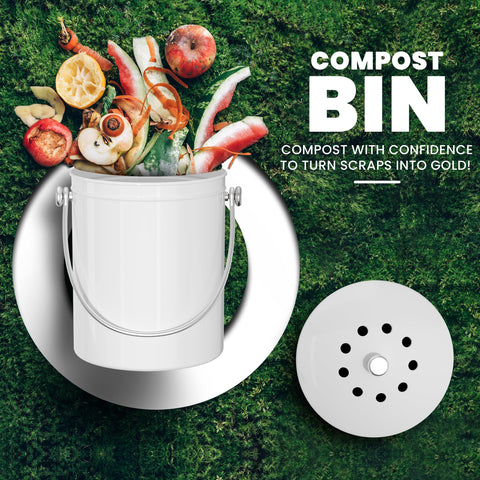 Utopia Kitchen compost bin with stainless steel body shows durability