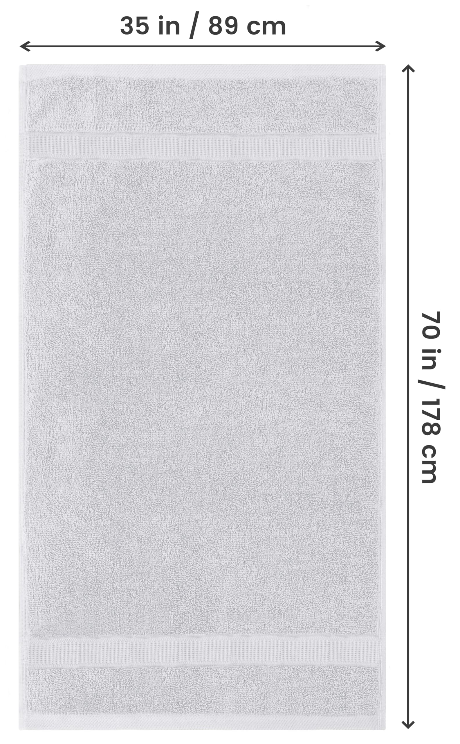 Utopia Towels 35x70 inch bath sheet shown open for generous post-shower coverage.