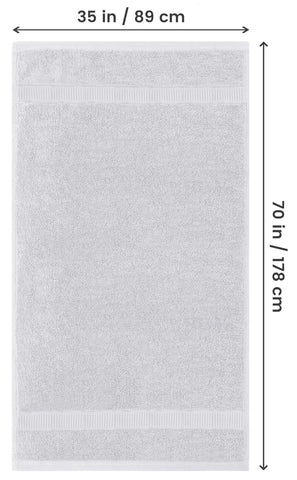 Utopia Towels 35x70 inch bath sheet shown open for generous post-shower coverage.