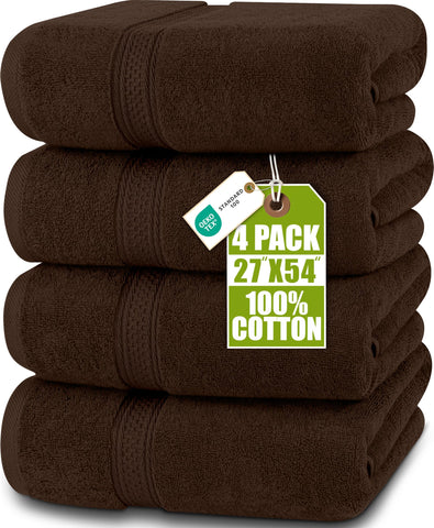 Utopia Towels four-pack bath towels in 27x54 inches for daily comfort.