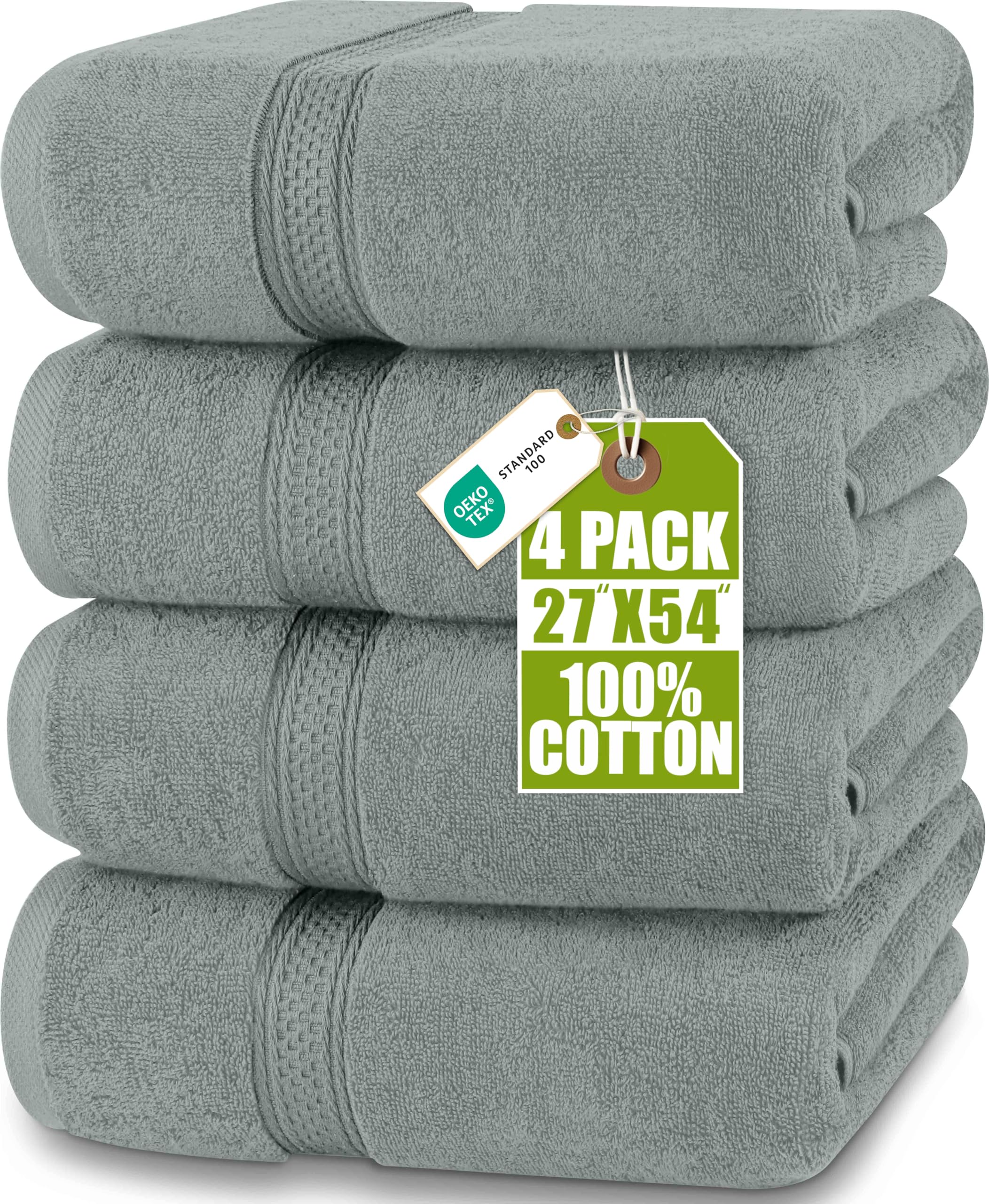 Utopia Towels 4-pack premium bath towels in 27x54 inches for daily use.