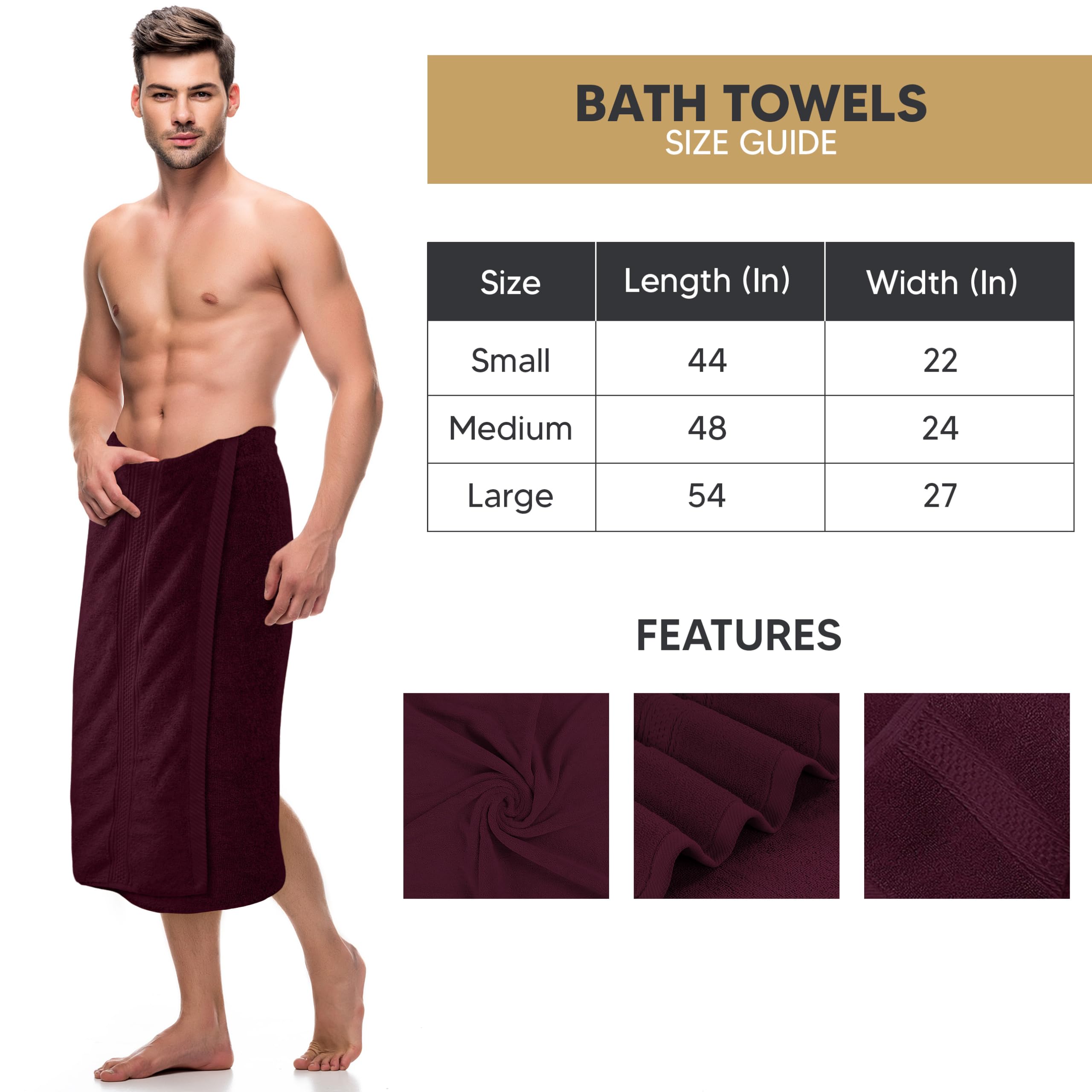 Utopia Towels four-pack folded stack shows 27x54 size for full-body drying