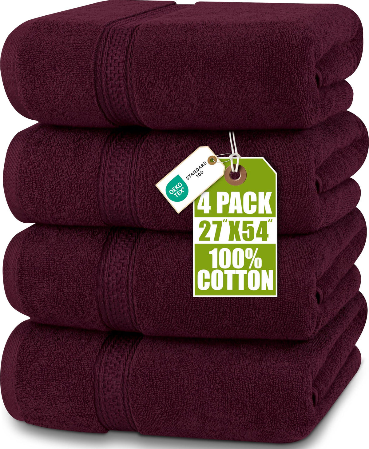 Utopia Towels four-pack front view burgundy bath towel soft and absorbent