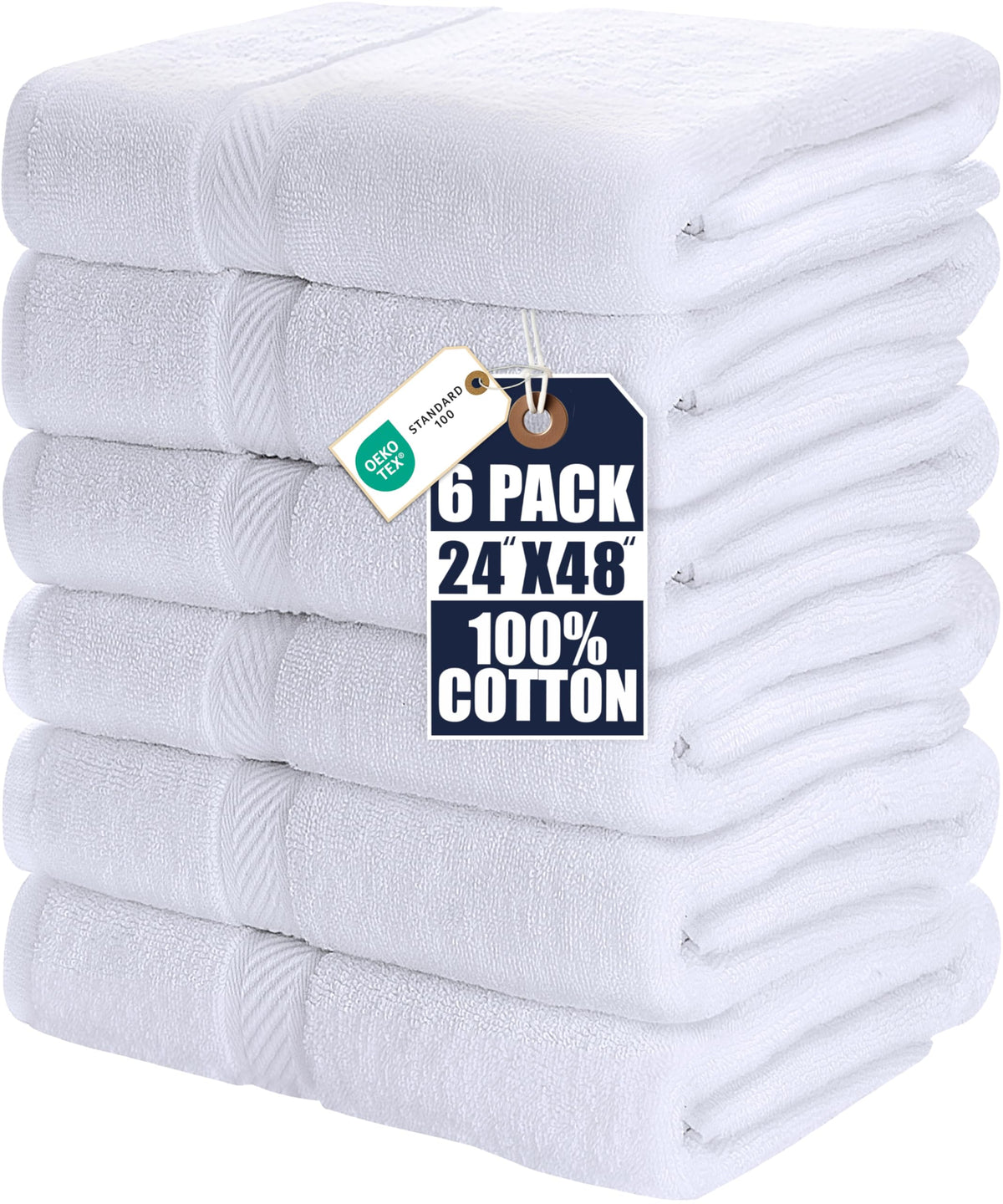 Utopia Towels 6-pack bath towels, front view, soft and absorbent for daily use.