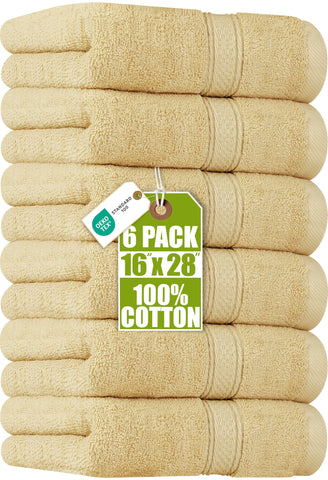 Utopia Towels six-pack hand towels on display, soft premium cotton.
