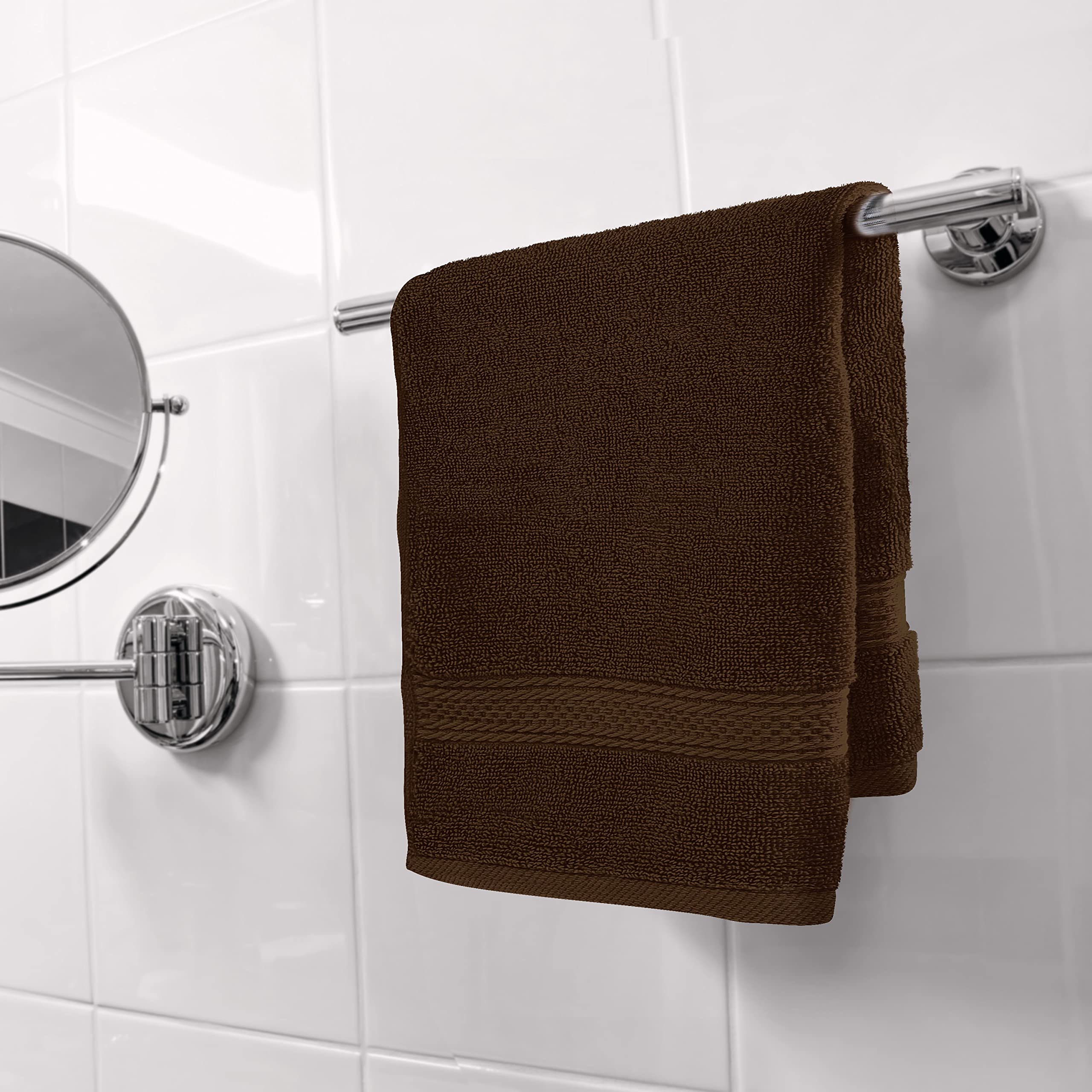 Utopia Towels dark brown pack complements bath decor while staying durable.