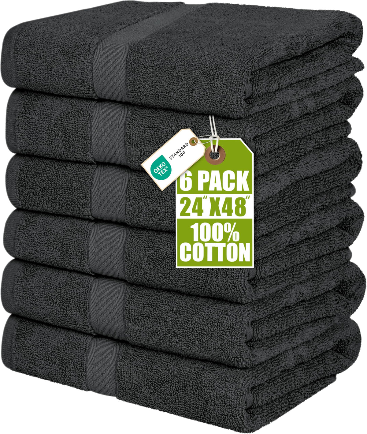 Utopia Towels 6-pack bath towels 24x48 in grey for hotel or spa use