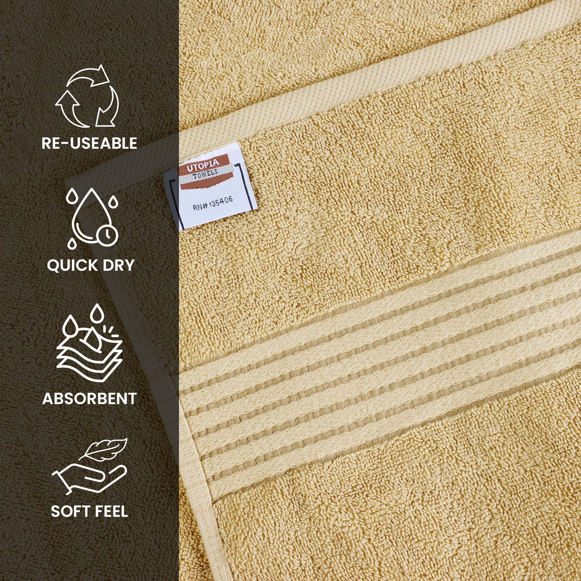 Utopia Towels cool grey towels highlighting durable weave and quick-dry performance