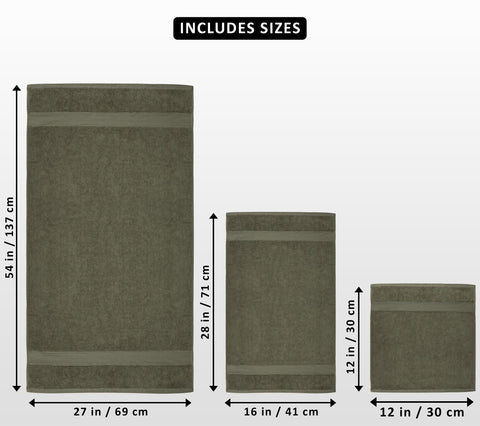 Utopia Towels 8-piece hand towels in dusty olive for daily use