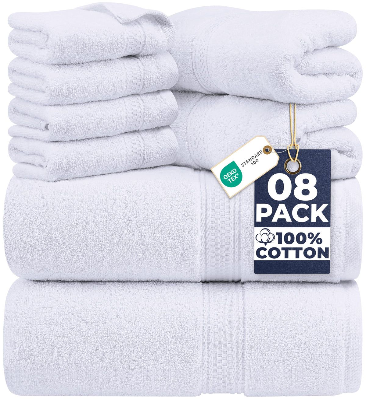 Utopia Towels 8-Piece Luxury Set displayed for a spa-like bathroom upgrade