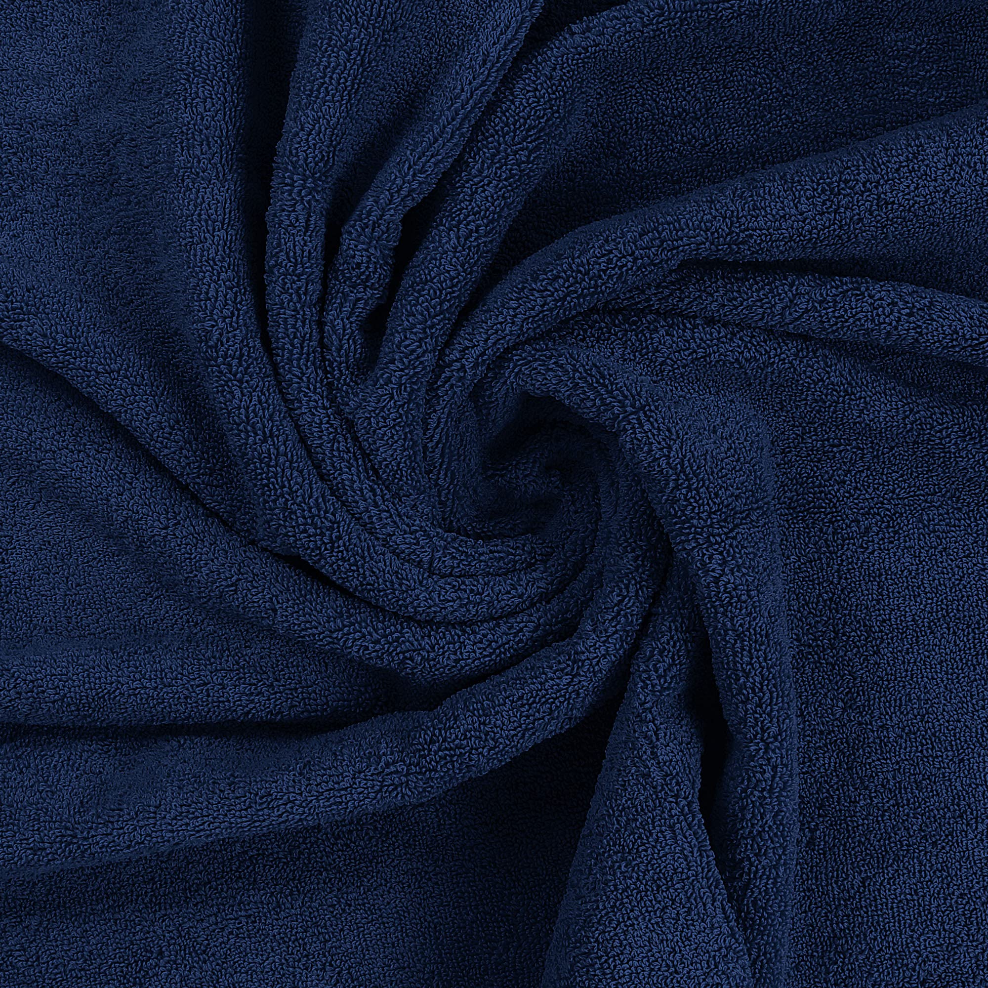 Utopia Towels navy towels close-up on durable stitching and fabric