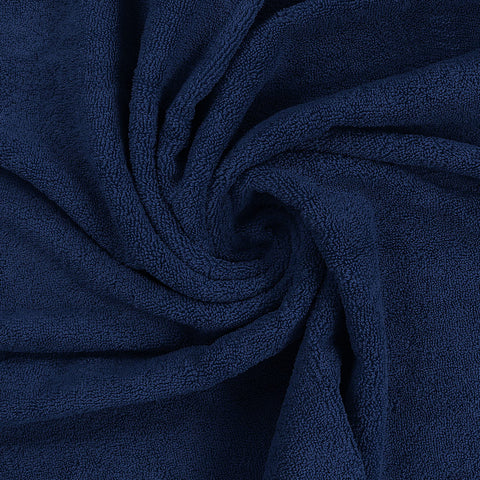 Utopia Towels navy towels close-up on durable stitching and fabric