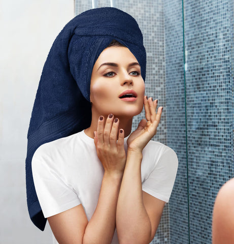 Utopia Towels navy spa-ready set for a luxurious bathroom ambience