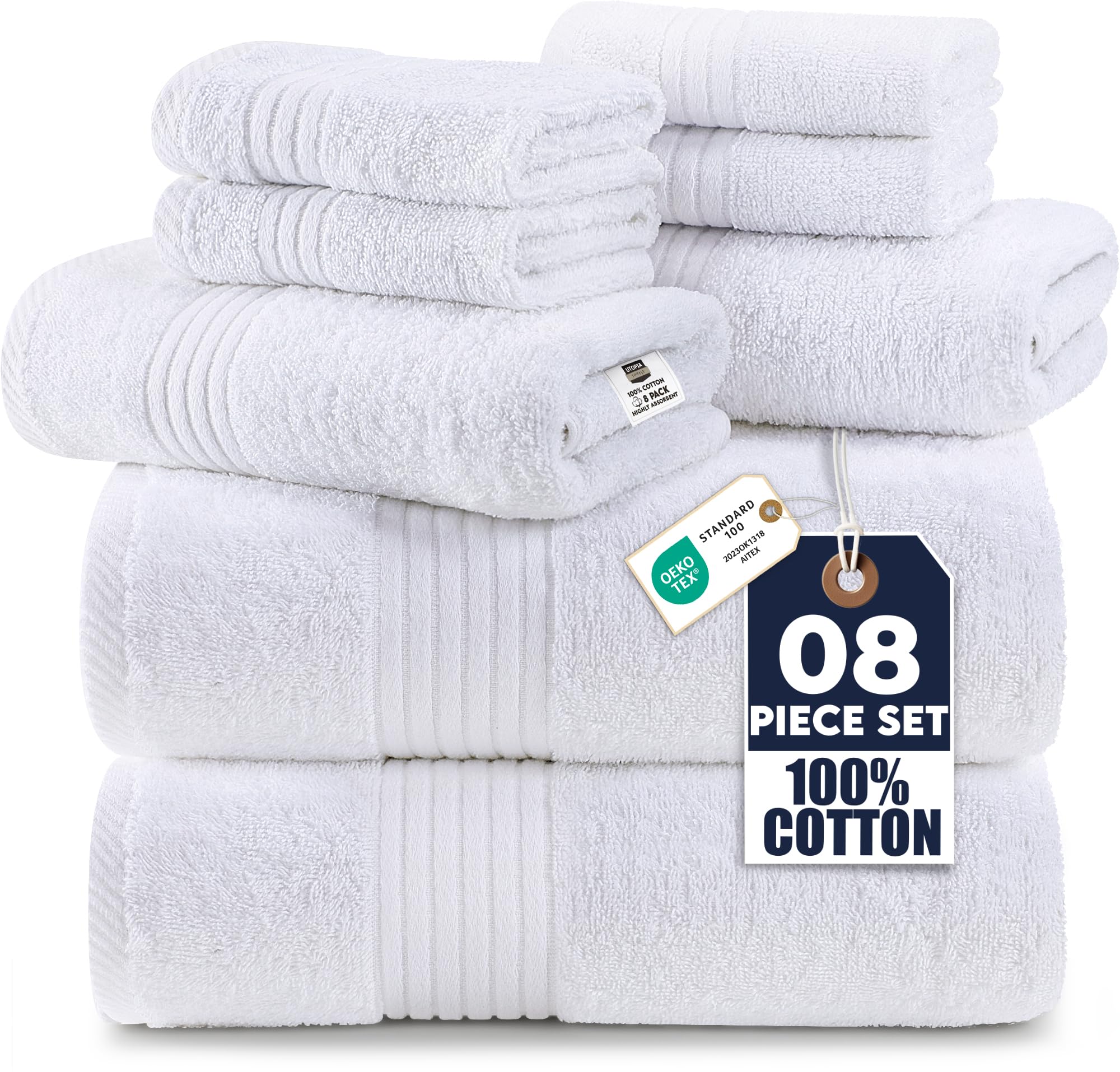 Utopia Towels 8-piece premium set packaging, ready to upgrade your bathroom routine.