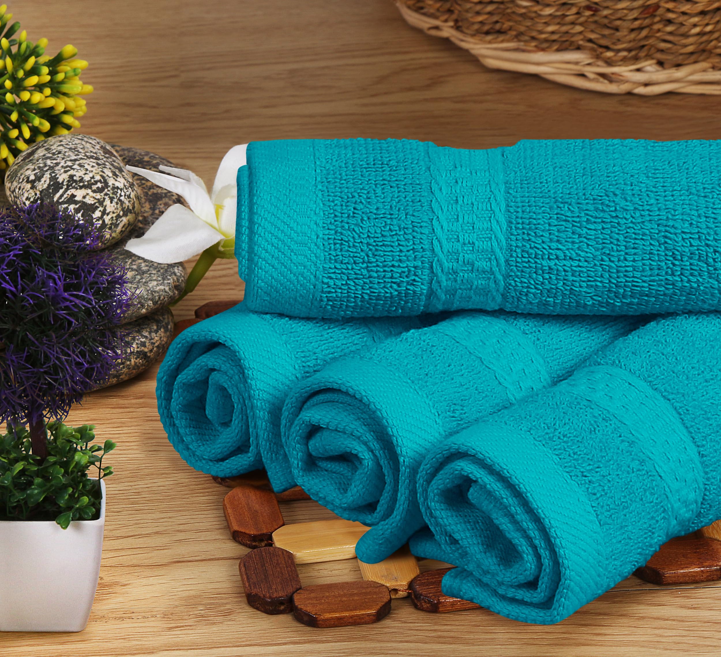 Utopia Towels double-stitched hem detail teal towel edge quality