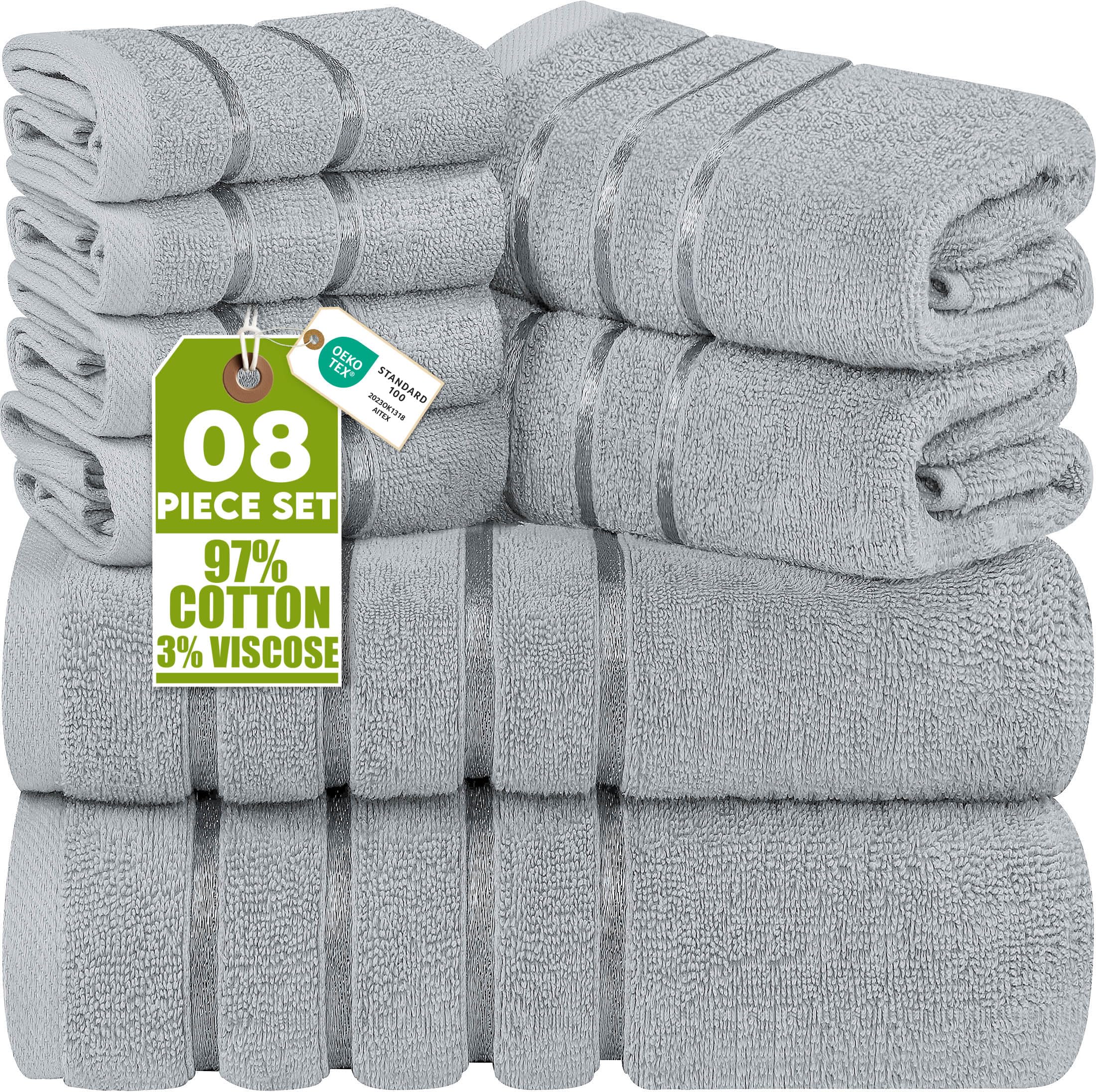 Utopia Towels 8pc luxury set shown for daily spa-like comfort.