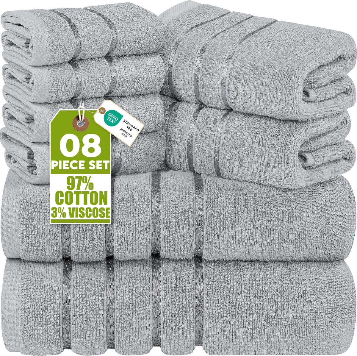 Utopia Towels 8pc luxury set shown for daily spa-like comfort.