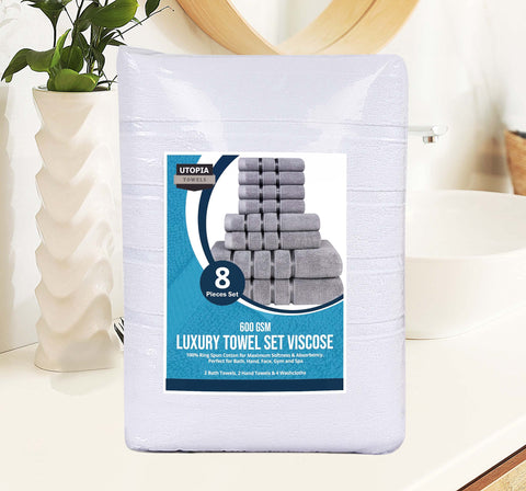 Utopia Towels 8-Piece care instructions for machine washing.