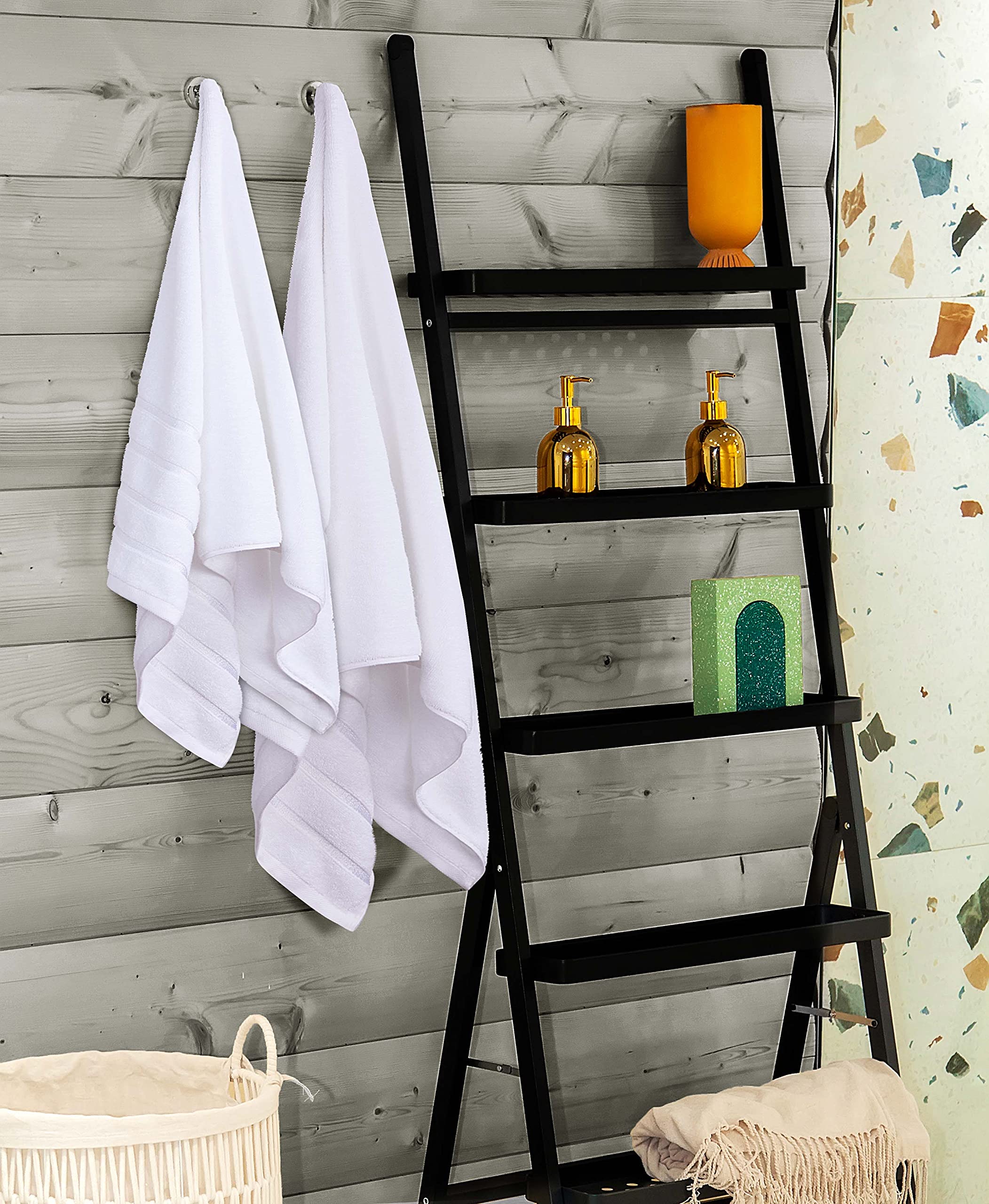 Utopia Towels 8-Piece white color complements any bathroom decor.