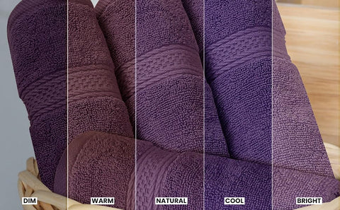 Utopia Towels plum color absorbent fabric supports quick drying after showers