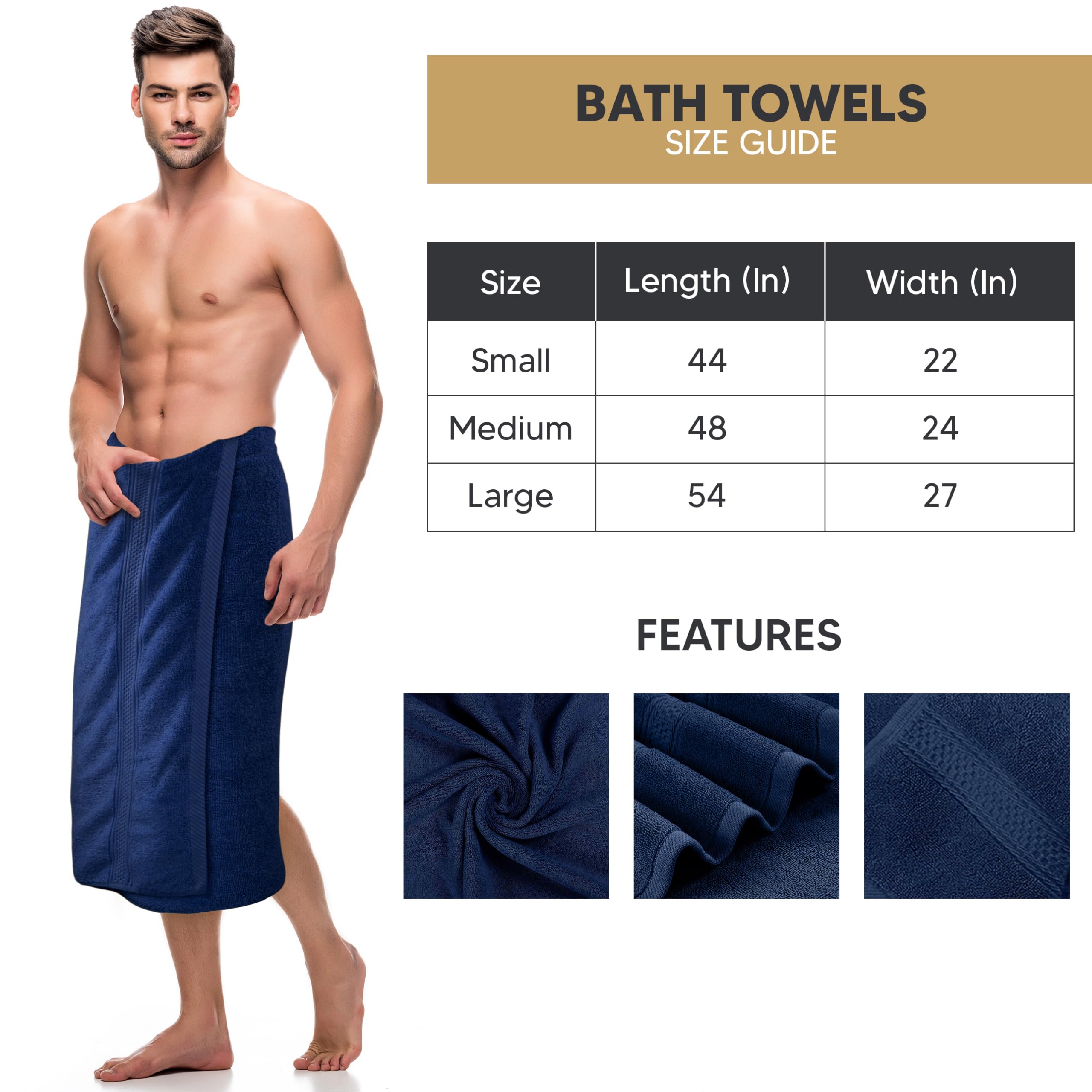 Utopia Towels navy bath towel, 27 by 54 inches, ideal for full-body drying.