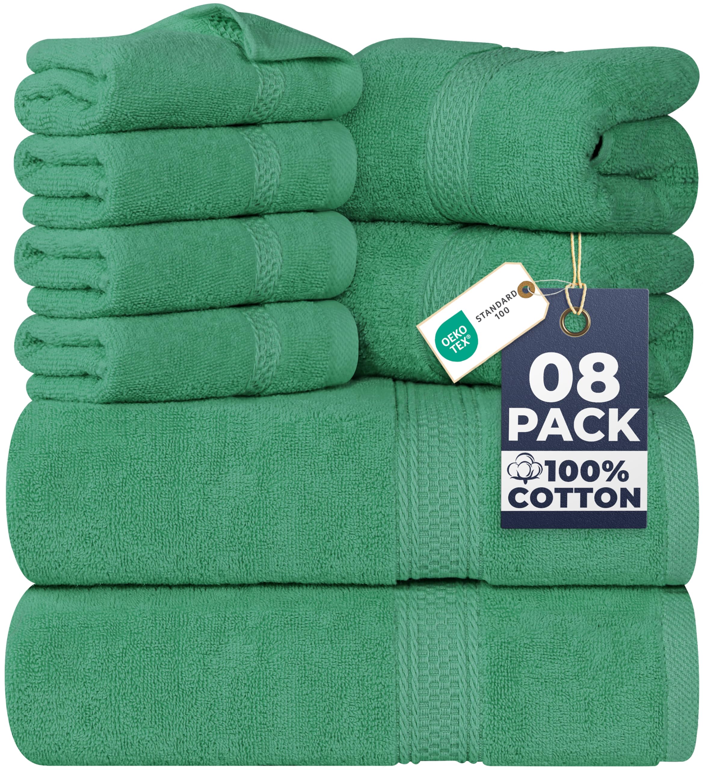 Utopia Towels majestic-plush bath towels in a bright bathroom for spa-like luxury.