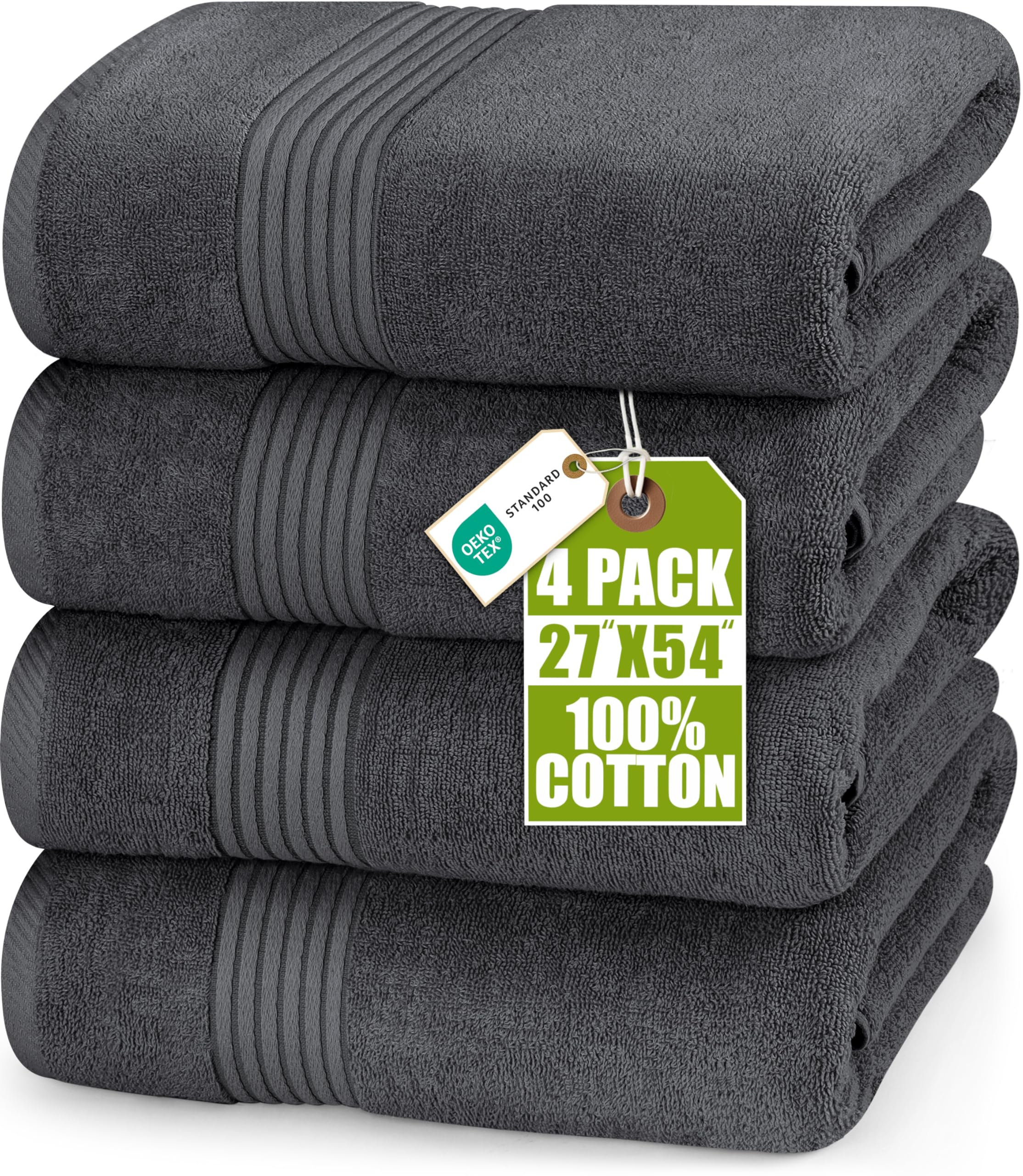 Utopia Towels bath towel set 27x54 in grey, plush and quick-drying for daily use.