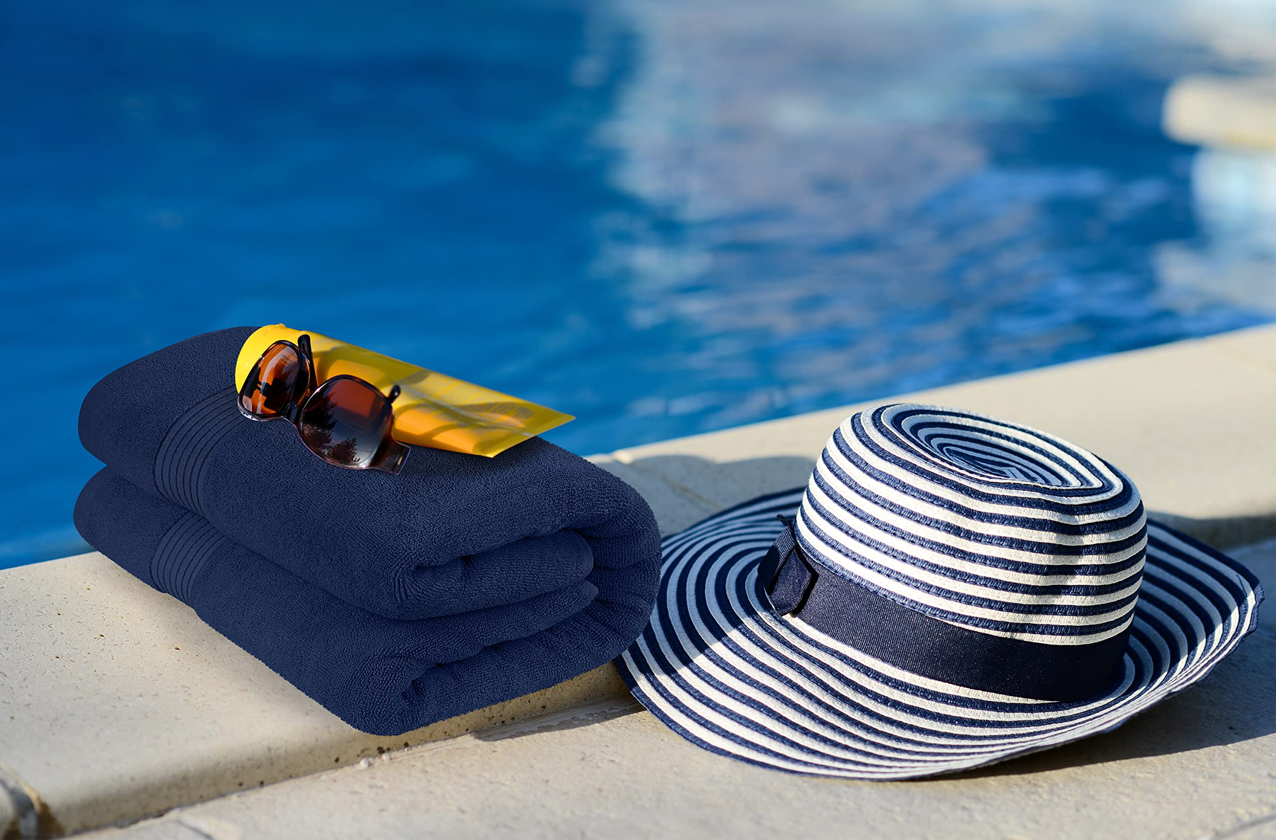 Pack shot shows two navy bath sheets from Utopia Towels 2-pack