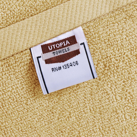 Utopia Towels beige bathroom scene highlighting versatile color.
