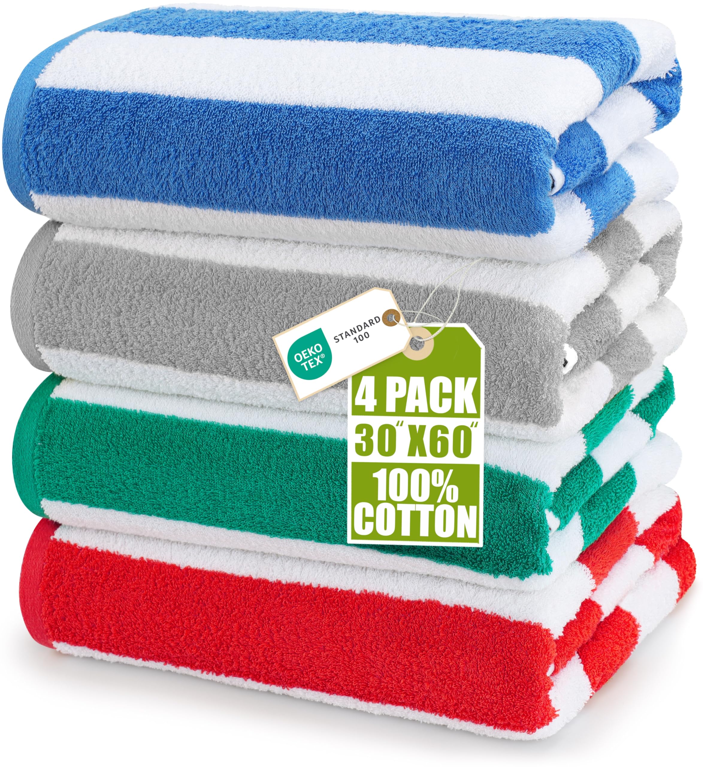 Utopia Towels cabana beach towels striped four-pack for sunny beach days