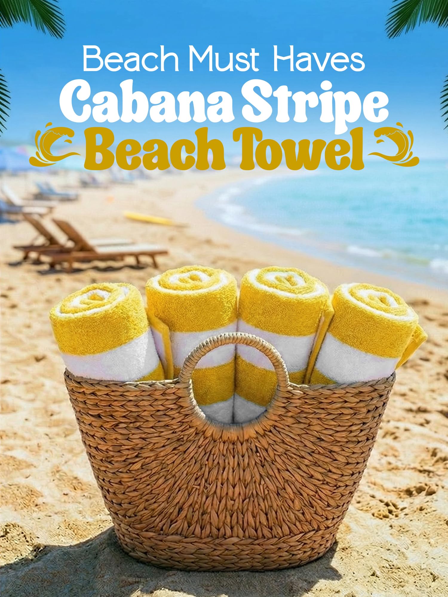 Utopia Towels striped cabana towel, 30x60 inches, ideal for poolside drying