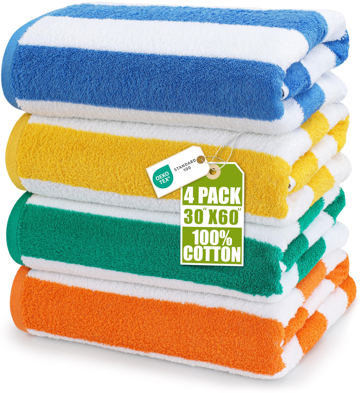 Utopia Towels cabana stripes 30x60 towel spread on the beach for lounging