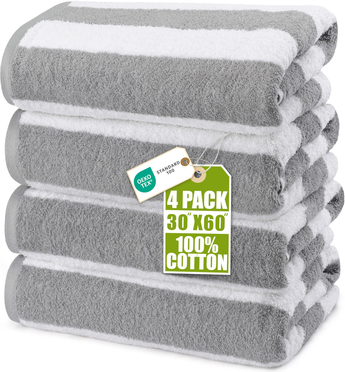 Utopia Towels cabana towel oversized 30x60 gray stripes ideal for beach days.