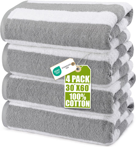 Utopia Towels cabana towel oversized 30x60 gray stripes ideal for beach days.