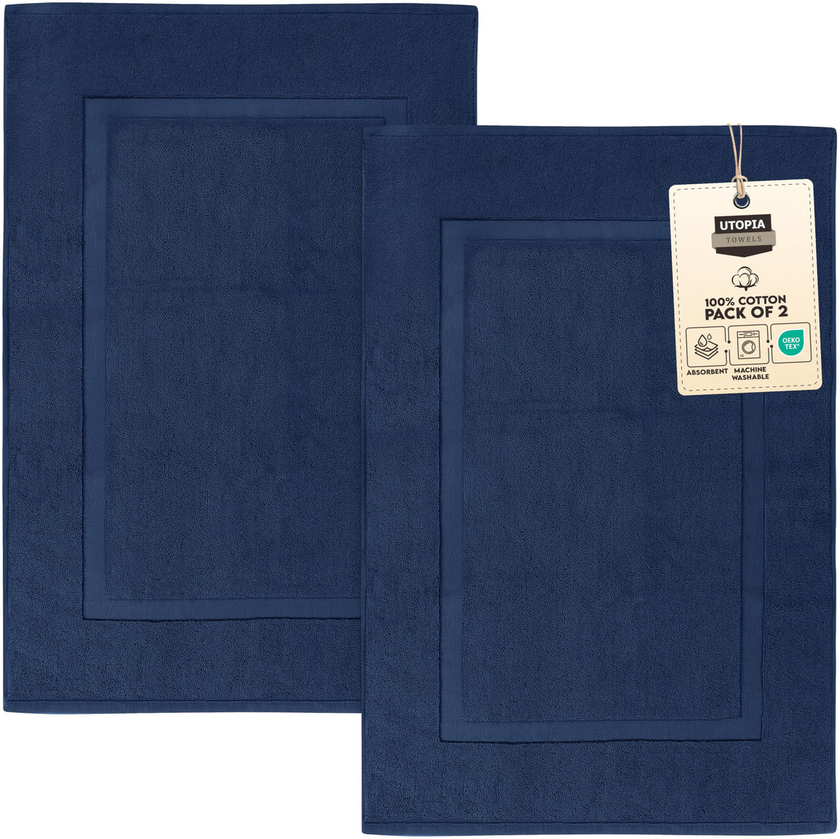 Utopia Towels cotton banded rug navy 21x34 plush absorbent bath mat