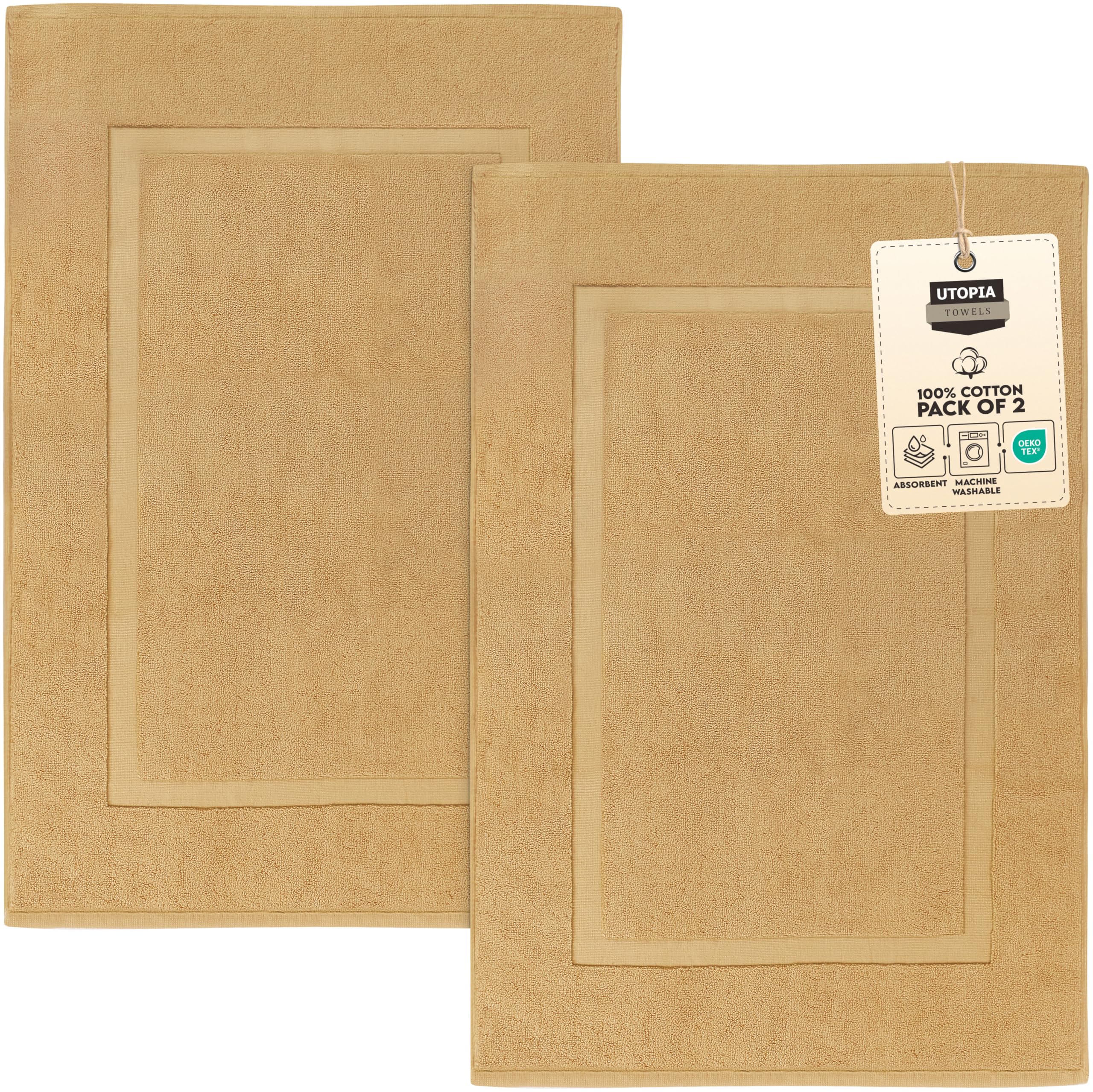 Utopia Towels Cotton Banded Rug full view shows ample 21x34 inches for dry floors.